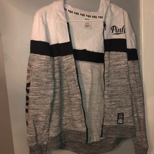 VS PINK black grey and white zip-up hoodie